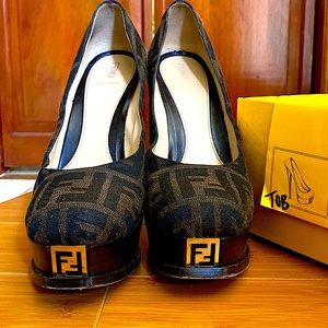 Fendi platform logo heels